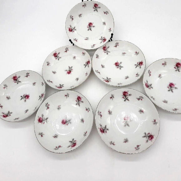 Vintage Meito China Set Of 7 Rose Chintz Dessert Berry Bowls - Picture 3 of 6
